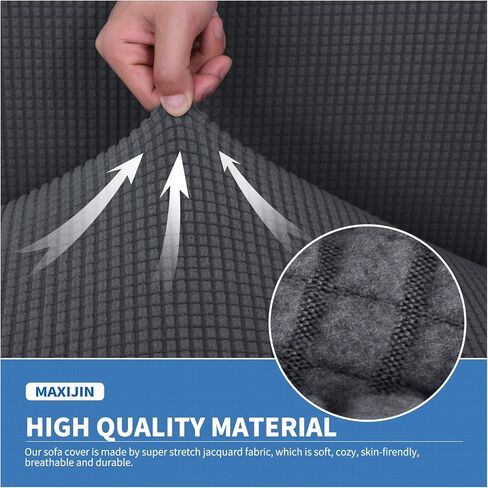 MAXIJIN 4 Piece Couch Covers for 3 Cushion Couch Super Stretch Sofa Cover for Dogs Pet Proof Fitted Furniture Protector Spandex Jacquard Non Slip Magic Couch Slipcover Washable (Large, Light Gray) in Saudi Arabia