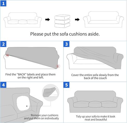 MAXIJIN 4 Piece Couch Covers for 3 Cushion Couch Super Stretch Sofa Cover for Dogs Pet Proof Fitted Furniture Protector Spandex Jacquard Non Slip Magic Couch Slipcover Washable (Large, Light Gray) in Saudi Arabia