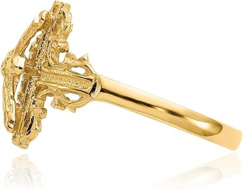 IceCarats 14K الصلبة الذهب الأصفر تخريمية يسوع الصليب بيان خاتم الموضة 2 مللي متر سليم الفرقة قطع الماس in Kuwait