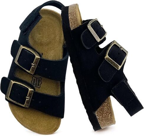 Kids Toddler Sandals Girls Non-Slip Footbed Slides Boys Adjustable Buckle Slippers Strappy Wedges with Comfortable Plush & Soft Insole in Saudi Arabia