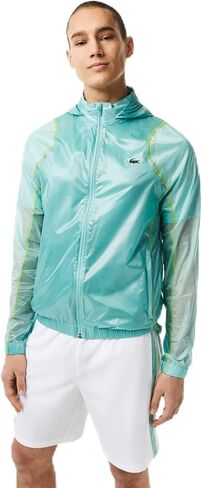 Lacoste Men's Waterproof Hooded Windbreaker, Florida/Mint, XX-Large in Kuwait