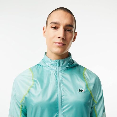 Lacoste Men's Waterproof Hooded Windbreaker, Florida/Mint, XX-Large in Kuwait