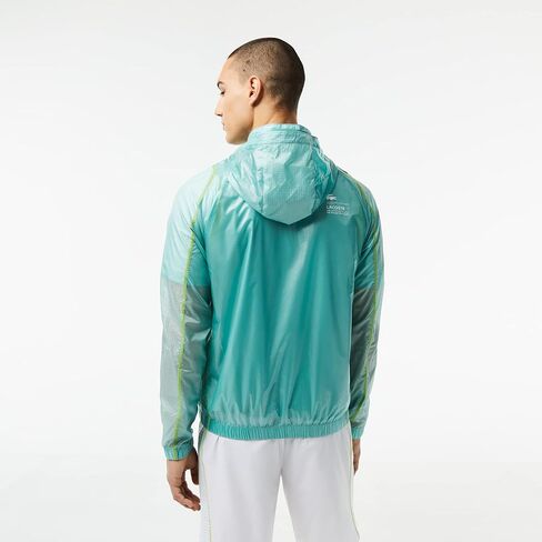 Lacoste Men's Waterproof Hooded Windbreaker, Florida/Mint, XX-Large in Kuwait