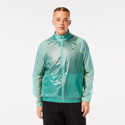 Lacoste Men's Waterproof Hooded Windbreaker, Florida/Mint, XX-Large in Kuwait