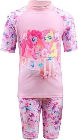 Toddler Girls Rash Guard Sets Pink My Little Pony Swimsuit Short Sleeve Two Piece Swimwear Sun Protection Suit in Saudi Arabia