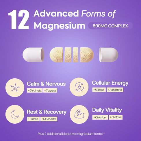 HerAure 20-in-1 Magnesium Complex Brain Supplements, 90ct | 1685mg with Glycinate, Citrate & Malate, L-Theanine for Focus & Calm, Mental Clarity & Brain Fog Support in Saudi Arabia