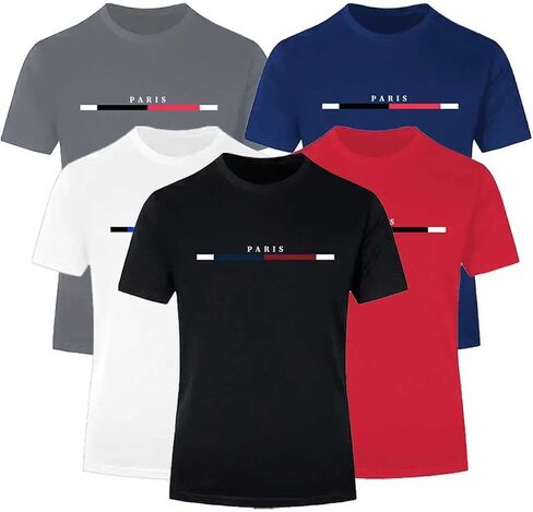 Man Paris Graphic T-Shirt, Polyester, High Durability, Multiple Colors, Double-Stitched in Saudi Arabia