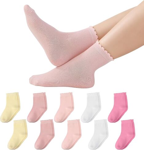 Girls Ruffle Crew Socks, School Uniform Socks Frilly Dress Sock in Kuwait