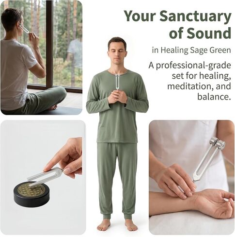 5 in 1 Tuning Forks for Healing Set, 5 Frequencies (128Hz, 136.1Hz, 256Hz, 384Hz, 528Hz) Sound Therapy Kit with Activator & Leather Case, Premium Gift for Meditation, Yoga & Chakra in Saudi Arabia