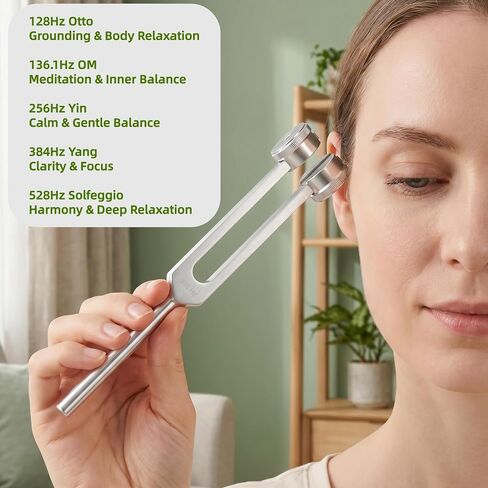 5 in 1 Tuning Forks for Healing Set, 5 Frequencies (128Hz, 136.1Hz, 256Hz, 384Hz, 528Hz) Sound Therapy Kit with Activator & Leather Case, Premium Gift for Meditation, Yoga & Chakra in Saudi Arabia