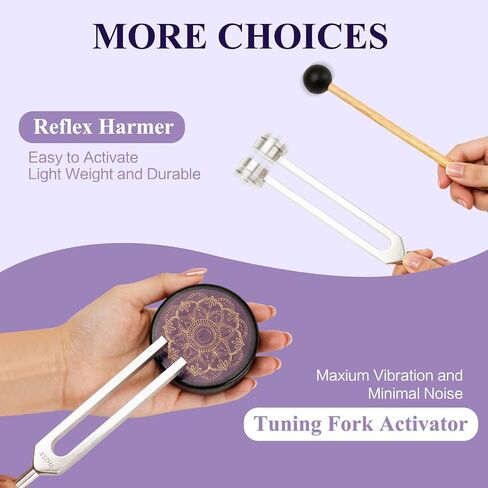 Tuning Forks for Healing Set (128Hz, 136.1Hz, 432Hz, 528Hz) - Medical-Grade Weighted & Unweighted Forks with Vegan Leather Pouch & Activator, for Chakra Balancing, Sound Therapy, Yoga & Meditation in Saudi Arabia