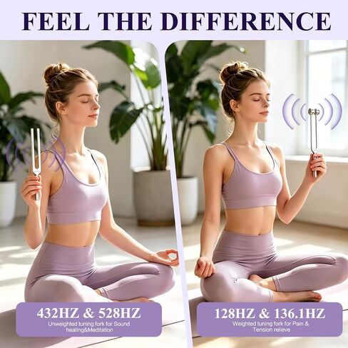Tuning Forks for Healing Set (128Hz, 136.1Hz, 432Hz, 528Hz) - Medical-Grade Weighted & Unweighted Forks with Vegan Leather Pouch & Activator, for Chakra Balancing, Sound Therapy, Yoga & Meditation in Saudi Arabia