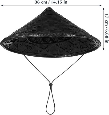 Hemobllo Japan Samurai Hat Bamboo Hat for Cosplay Knight Dress Up Props، ملحق رونين مخروطي آسيوي أسود للرجال والنساء، قش منسوج يدويًا زن ديكور لحفلات المهرجانات in Kuwait