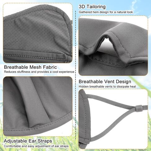 JATEBI 4 Pcs UV Sun Protection Face Cover UPF 50+ Women Breathable Mask for Summer Outdoor Activities Washable Reusable in Kuwait
