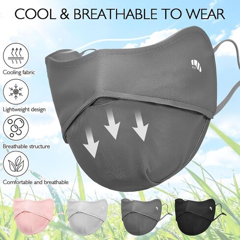 JATEBI 4 Pcs UV Sun Protection Face Cover UPF 50+ Women Breathable Mask for Summer Outdoor Activities Washable Reusable in Kuwait