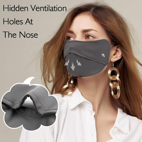 JATEBI 4 Pcs UV Sun Protection Face Cover UPF 50+ Women Breathable Mask for Summer Outdoor Activities Washable Reusable in Kuwait