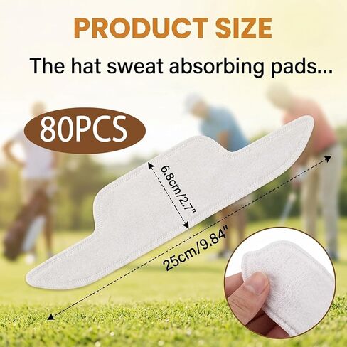 80PC Hat Sweat Liner, Hat Sweat Protector, Hat Liner, Count White Sweat Pads for Hats, Disposable Hat Liners for Daily Use, Hat Sweat Guards for Sports and Outdoor Activities in Saudi Arabia