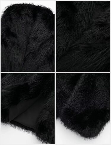 Arssm Women Fluffy Faux Fur Coat Long Sleeve Open-front Winter Cropped Coat Short Fur Fuzzy Jacket in Kuwait