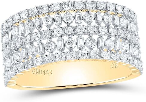 Jewels By Lux خاتم نسائي من الذهب الأصفر عيار 14 قيراط 1 Cttw Diamond Fashion للزفاف والخطوبة والذكرى السنوية، مقاس نسائي: 5-9 in Kuwait