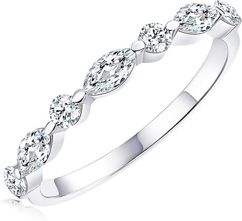 Moissanite Rings, Sterling Silver Ring White Gold Plated Half Eternity Wedding Bands for Women Her Size 5-10 in Saudi Arabia