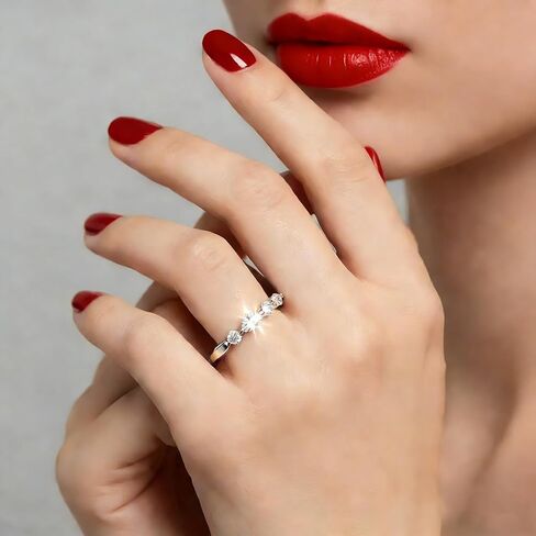 Moissanite Rings, Sterling Silver Ring White Gold Plated Half Eternity Wedding Bands for Women Her Size 5-10 in Saudi Arabia