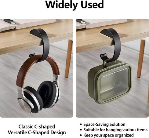 Purse Hook for Table Purse Hanger for Table Bag Hooks Made of high-Strength Alloy for Desk | Holds 30 lbs (C Shape 2 Black) in Saudi Arabia