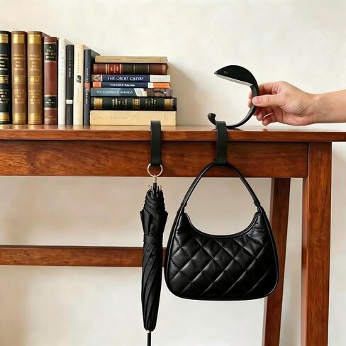 Purse Hook for Table Purse Hanger for Table Bag Hooks Made of high-Strength Alloy for Desk | Holds 30 lbs (C Shape 2 Black) in Saudi Arabia
