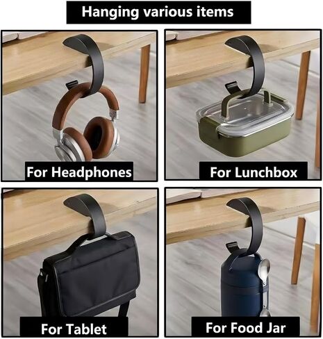 Purse Hook for Table Purse Hanger for Table Bag Hooks Made of high-Strength Alloy for Desk | Holds 30 lbs (C Shape 2 Black) in Saudi Arabia
