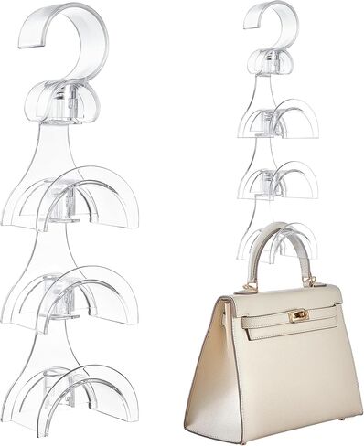 Cozcty Purse Hanger Closet, 2 Pack Clear Purse Organizer for Closet, Heavy Duty Bag Holder with 6 Hooks, Space Saving Hanging Bag Organizers and Storage for Handbags, Totes in Kuwait