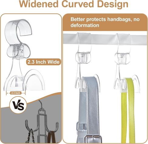 Cozcty Purse Hanger Closet, 2 Pack Clear Purse Organizer for Closet, Heavy Duty Bag Holder with 6 Hooks, Space Saving Hanging Bag Organizers and Storage for Handbags, Totes in Kuwait
