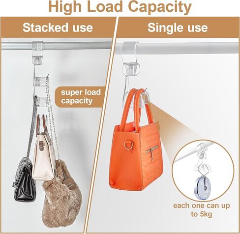 Cozcty Purse Hanger Closet, 2 Pack Clear Purse Organizer for Closet, Heavy Duty Bag Holder with 6 Hooks, Space Saving Hanging Bag Organizers and Storage for Handbags, Totes in Kuwait