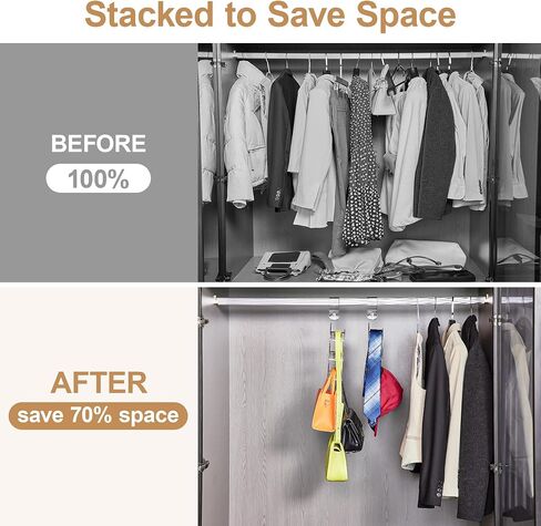 Cozcty Purse Hanger Closet, 2 Pack Clear Purse Organizer for Closet, Heavy Duty Bag Holder with 6 Hooks, Space Saving Hanging Bag Organizers and Storage for Handbags, Totes in Kuwait