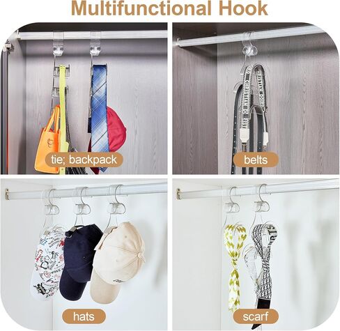Cozcty Purse Hanger Closet, 2 Pack Clear Purse Organizer for Closet, Heavy Duty Bag Holder with 6 Hooks, Space Saving Hanging Bag Organizers and Storage for Handbags, Totes in Kuwait