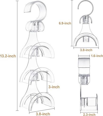 Cozcty Purse Hanger Closet, 2 Pack Clear Purse Organizer for Closet, Heavy Duty Bag Holder with 6 Hooks, Space Saving Hanging Bag Organizers and Storage for Handbags, Totes in Kuwait