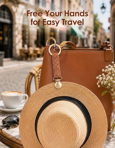 Niveaya Hat Clip for Travel 2Pcs, Sleek Woven Design with Durable Metal Clip, Secure Hat Holder for Straw Sun Hats & Baseball Cap on Bag Purse Backpack Luggage, Chic Beach Cruise Travel Essentials in Saudi Arabia