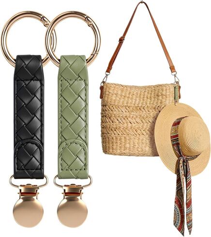 Niveaya Hat Clip for Travel 2Pcs, Sleek Woven Design with Durable Metal Clip, Secure Hat Holder for Straw Sun Hats & Baseball Cap on Bag Purse Backpack Luggage, Chic Beach Cruise Travel Essentials in Saudi Arabia