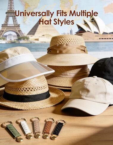 Niveaya Hat Clip for Travel 2Pcs, Sleek Woven Design with Durable Metal Clip, Secure Hat Holder for Straw Sun Hats & Baseball Cap on Bag Purse Backpack Luggage, Chic Beach Cruise Travel Essentials in Saudi Arabia