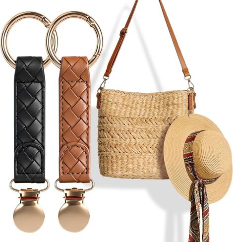 Niveaya Hat Clip for Travel 2Pcs, Sleek Woven Design with Durable Metal Clip, Secure Hat Holder for Straw Sun Hats & Baseball Cap on Bag Purse Backpack Luggage, Chic Beach Cruise Travel Essentials in Saudi Arabia
