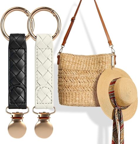 Niveaya Hat Clip for Travel 2Pcs, Sleek Woven Design with Durable Metal Clip, Secure Hat Holder for Straw Sun Hats & Baseball Cap on Bag Purse Backpack Luggage, Chic Beach Cruise Travel Essentials in Saudi Arabia