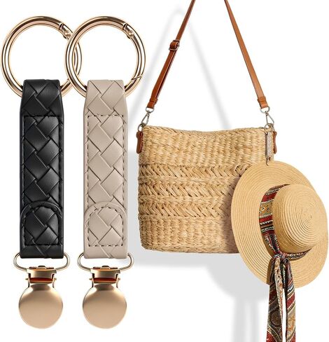 Niveaya Hat Clip for Travel 2Pcs, Sleek Woven Design with Durable Metal Clip, Secure Hat Holder for Straw Sun Hats & Baseball Cap on Bag Purse Backpack Luggage, Chic Beach Cruise Travel Essentials in Saudi Arabia
