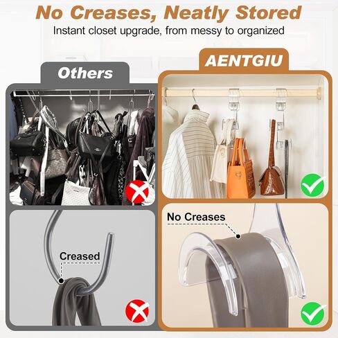 Clear Purse Hanger for Closet, 2 Pack Wardrobe Rod Vertical Hanging Handbag Organizer with 4 Holders, Keeps Bags Non-Crushed and Neatly Stored, Smooth Purse Storage Hooks, Easy Access in Saudi Arabia