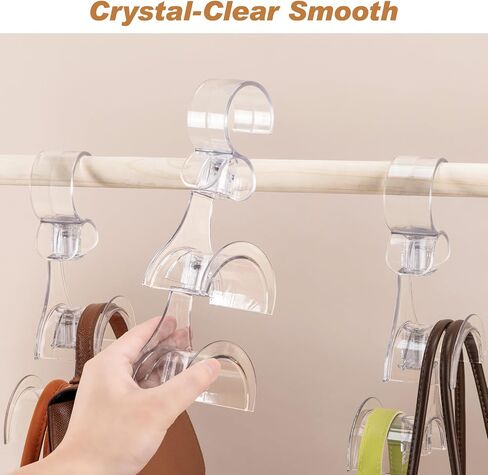 Clear Purse Hanger for Closet, 2 Pack Wardrobe Rod Vertical Hanging Handbag Organizer with 4 Holders, Keeps Bags Non-Crushed and Neatly Stored, Smooth Purse Storage Hooks, Easy Access in Saudi Arabia