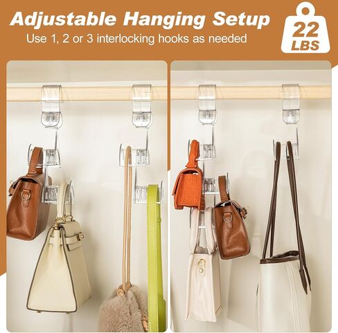 Clear Purse Hanger for Closet, 2 Pack Wardrobe Rod Vertical Hanging Handbag Organizer with 4 Holders, Keeps Bags Non-Crushed and Neatly Stored, Smooth Purse Storage Hooks, Easy Access in Saudi Arabia