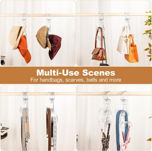 Clear Purse Hanger for Closet, 2 Pack Wardrobe Rod Vertical Hanging Handbag Organizer with 4 Holders, Keeps Bags Non-Crushed and Neatly Stored, Smooth Purse Storage Hooks, Easy Access in Saudi Arabia