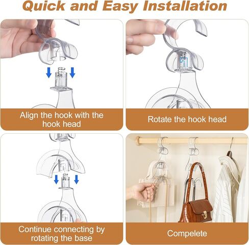Clear Purse Hanger for Closet, 2 Pack Wardrobe Rod Vertical Hanging Handbag Organizer with 4 Holders, Keeps Bags Non-Crushed and Neatly Stored, Smooth Purse Storage Hooks, Easy Access in Saudi Arabia
