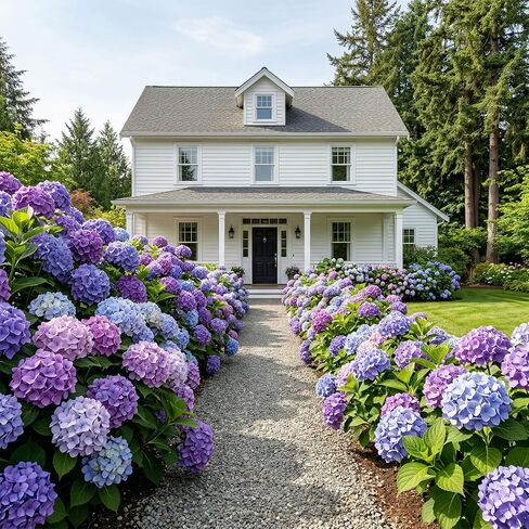 Ivydale Artificial Flowers for Outdoors, 4 PCS Purple Blue Fake Silk Hydrangea Flower Stems for Bouquets UV Resistant Realistic Faux Plants Home Outdoor Wedding Party Centerpieces Decor in Saudi Arabia