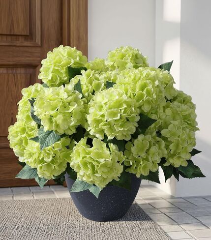 Ivydale Artificial Flowers for Outdoors, 4 PCS Purple Blue Fake Silk Hydrangea Flower Stems for Bouquets UV Resistant Realistic Faux Plants Home Outdoor Wedding Party Centerpieces Decor in Saudi Arabia