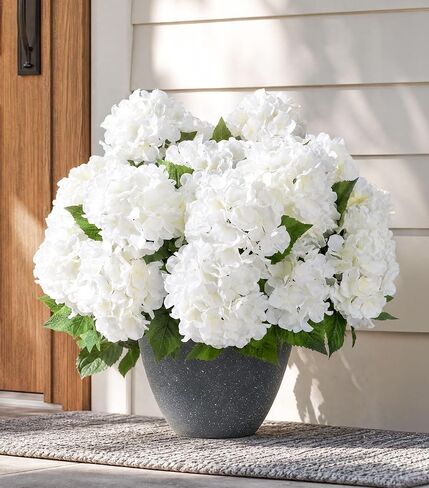 Ivydale Artificial Flowers for Outdoors, 4 PCS Purple Blue Fake Silk Hydrangea Flower Stems for Bouquets UV Resistant Realistic Faux Plants Home Outdoor Wedding Party Centerpieces Decor in Saudi Arabia