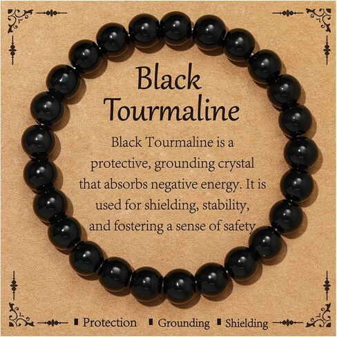 Gnamy Healing Crystal Bracelet for Women, Natural Stone Beaded Healing Crystal Bracelet Triple Protection Stress Relief Beads Jewelry Birthday Gifts Jewelry for Her in Saudi Arabia