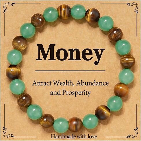 Gnamy Healing Crystal Bracelet for Women, Natural Stone Beaded Healing Crystal Bracelet Triple Protection Stress Relief Beads Jewelry Birthday Gifts Jewelry for Her in Saudi Arabia